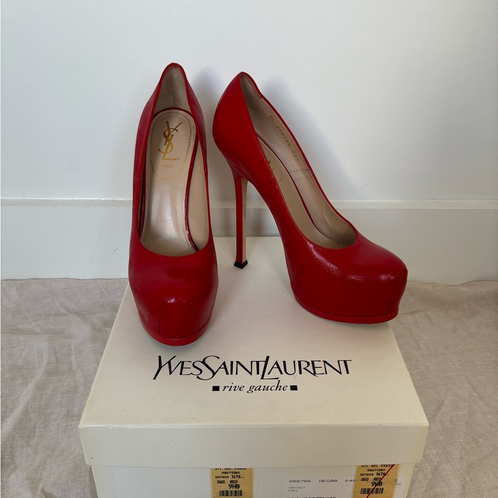 Yves Saint Laurent Tibtoo Red Leather Stilettos